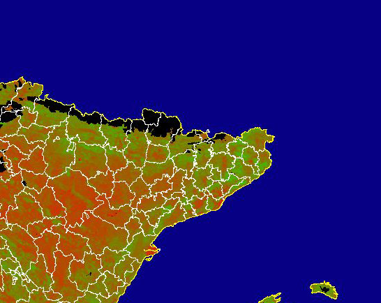 Imagen de NDVI medio mensual: Índices de vegetación medios del mes - Noreste