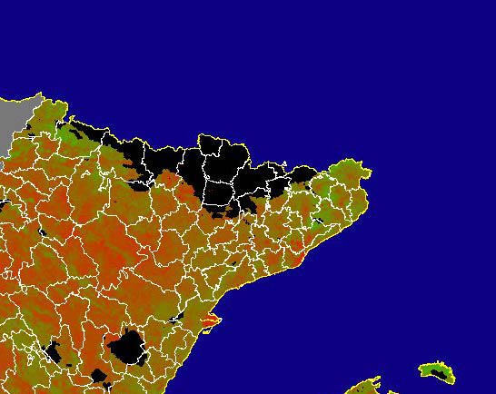 Imagen de NDVI medio mensual: Índices de vegetación medios del mes - Noreste