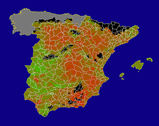 Imagen de NDVI medio mensual: Índices de vegetación medios del mes