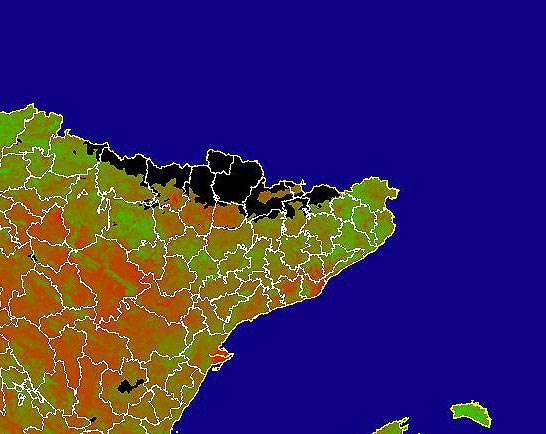 Imagen de NDVI medio mensual: Índices de vegetación medios del mes - Noreste