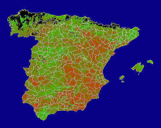 Imagen de NDVI medio mensual: Índices de vegetación medios del mes