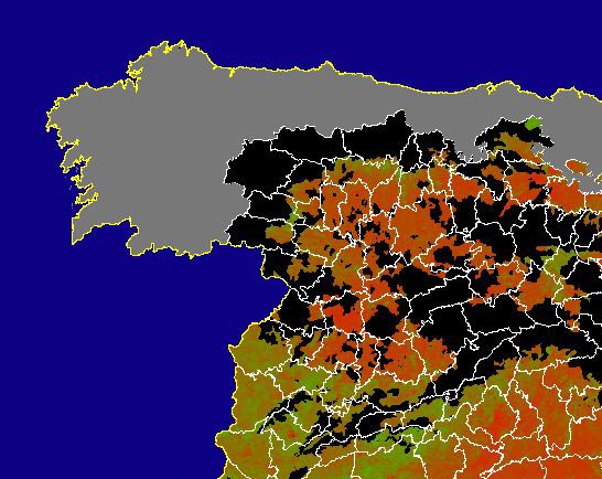 Imagen de NDVI medio mensual: Índices de vegetación medios del mes - Noroeste