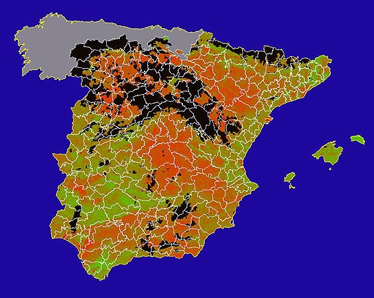 Imagen de NDVI medio mensual: Índices de vegetación medios del mes