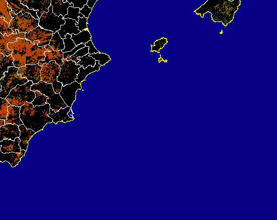 Imagen de NDVI medio secano: Índices de vegetación medios del mes para las zonas de cultivos de secano y pastizales - Sureste