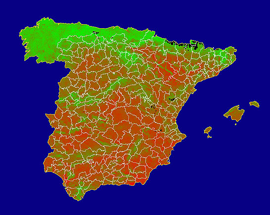 Imagen de NDVI medio mensual: Índices de vegetación medios del mes