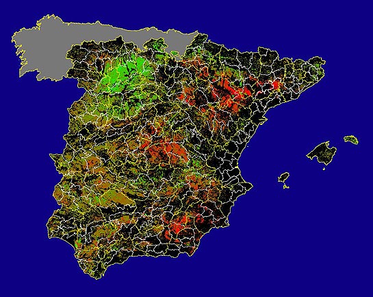 Imagen de Diferencias NDVI: Comparativa entre los índices de vegetación del mes de Enero del año actual y los de la media histórica