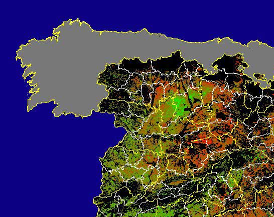 Imagen de Diferencias NDVI: Comparativa entre los índices de vegetación del mes de Enero del año actual y los de la media histórica - Noroeste