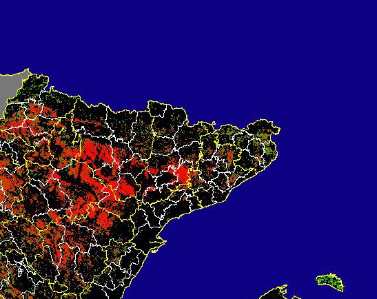 Imagen de Diferencias NDVI: Comparativa entre los índices de vegetación del mes de Enero del año actual y los de la media histórica - Noreste