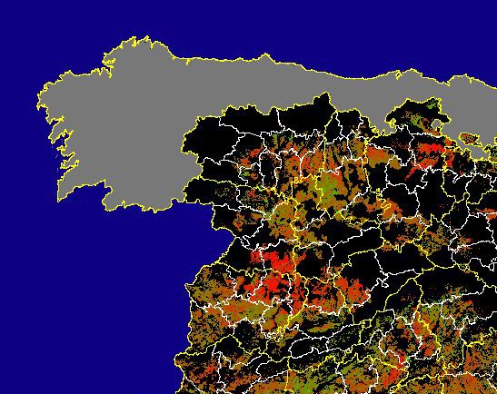 Imagen de Diferencias NDVI: Comparativa entre los índices de vegetación del mes de Enero del año actual y los de la media histórica - Noroeste