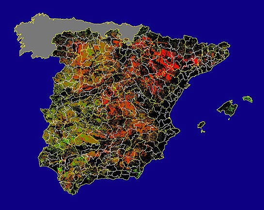 Imagen de Diferencias NDVI: Comparativa entre los índices de vegetación del mes de Enero del año actual y los de la media histórica