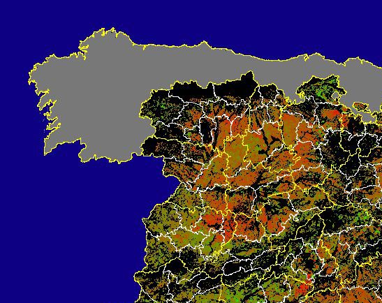 Imagen de Diferencias NDVI: Comparativa entre los índices de vegetación del mes de Febrero del año actual y los de la media histórica - Noroeste