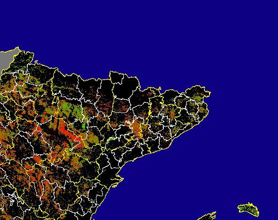 Imagen de Diferencias NDVI: Comparativa entre los índices de vegetación del mes de Marzo del año actual y los de la media histórica - Noreste