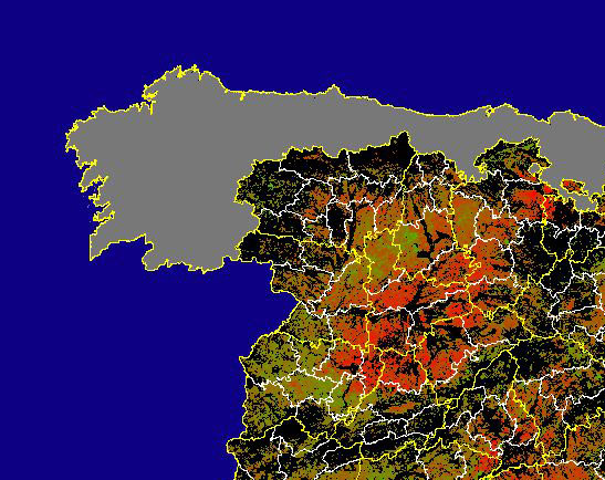 Imagen de Diferencias NDVI: Comparativa entre los índices de vegetación del mes de Marzo del año actual y los de la media histórica - Noroeste