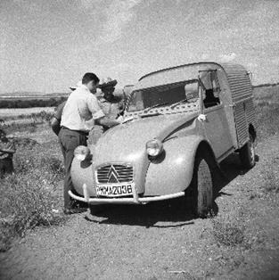 Agente de extensión agraria a pie de finca .Fuente Palmera ( Córdoba) 1965 Autor: J. López 