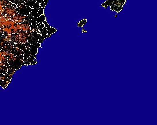 Imagen de NDVI medio secano: Índices de vegetación medios del mes para las zonas de cultivos de secano y pastizales - Sureste