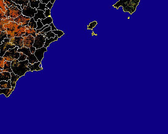 Imagen de NDVI medio secano: Índices de vegetación medios del mes para las zonas de cultivos de secano y pastizales - Sureste