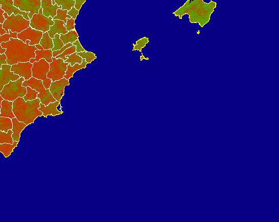 Imagen de NDVI medio mensual: Índices de vegetación medios del mes - Sureste