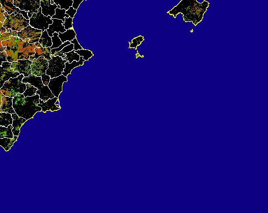 Imagen de NDVI medio secano: Índices de vegetación medios del mes para las zonas de cultivos de secano y pastizales - Sureste