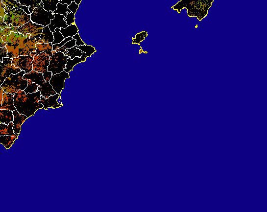 Imagen de NDVI medio secano: Índices de vegetación medios del mes para las zonas de cultivos de secano y pastizales