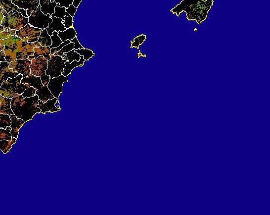 Imagen de NDVI medio secano: Índices de vegetación medios del mes para las zonas de cultivos de secano y pastizales