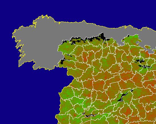 Imagen de NDVI medio mensual: Índices de vegetación medios del mes - Noroeste