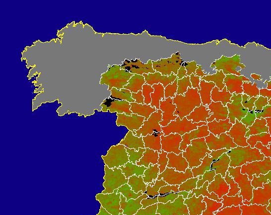 Imagen de NDVI medio mensual: Índices de vegetación medios del mes - Noroeste