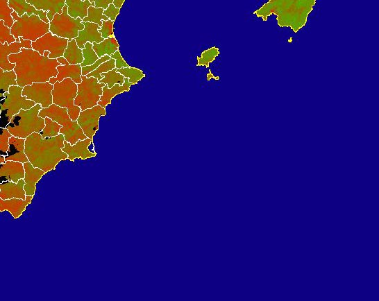 Imagen de NDVI medio mensual: Índices de vegetación medios del mes - Sureste