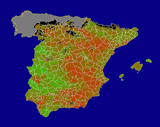 Imagen de NDVI medio mensual: Índices de vegetación medios del mes