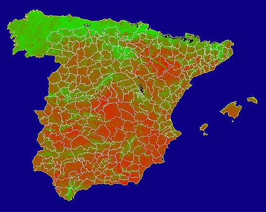 Imagen de NDVI medio mensual: Índices de vegetación medios del mes