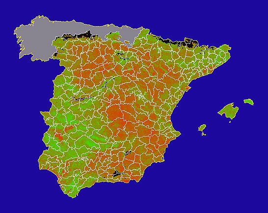 Imagen de NDVI medio mensual: Índices de vegetación medios del mes