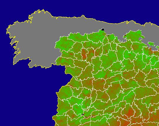 Imagen del NDVI medio mensual: Índices de vegetación medios del mes