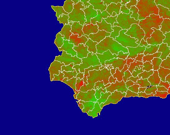 Imagen del NDVI medio mensual: Índices de vegetación medios del mes