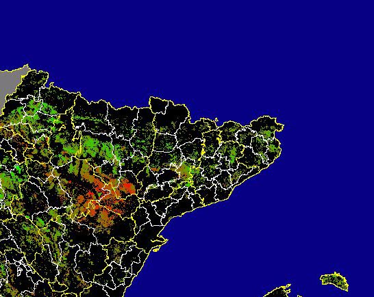 Imagen de Diferencias acumuladas NDVI: Comparativa entre los índices de vegetación acumulados de enero a mayo del año actual y los de la media histórica