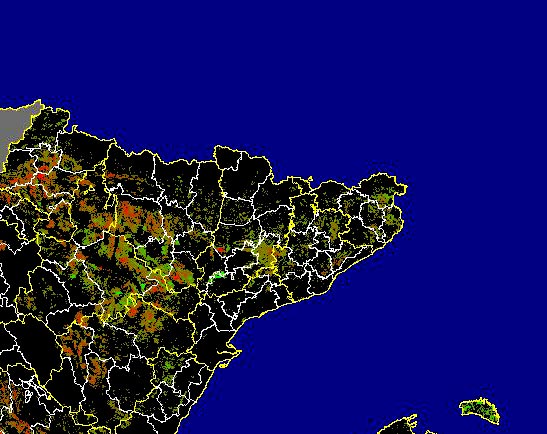 Imagen de Diferencias acumuladas NDVI: Comparativa entre los índices de vegetación acumulados de enero a mayo del año actual y los de la media histórica