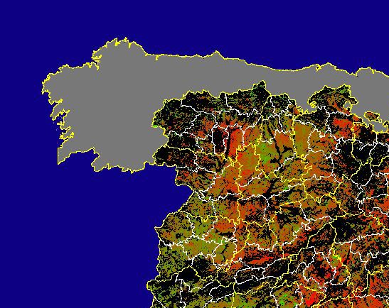 Imagen de Diferencias NDVI: Comparativa entre los índices de vegetación del mes de Enero del año actual y los de la media histórica - Noroeste