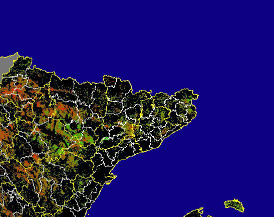 Imagen de Diferencias NDVI: Comparativa entre los índices de vegetación del mes de Marzo del año actual y los de la media histórica - Noreste