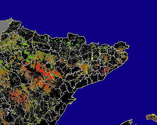 Imagen de Diferencias NDVI: Comparativa entre los índices de vegetación del mes de Mayo del año actual y los de la media histórica