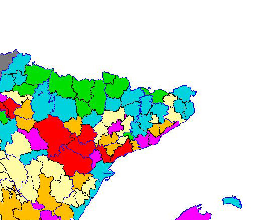 Imagen de las Diferencias comarcales: Diferencias medias relativas de los índices de vegetación acumulados del año actual y los de la media histórica, por comarca agraria