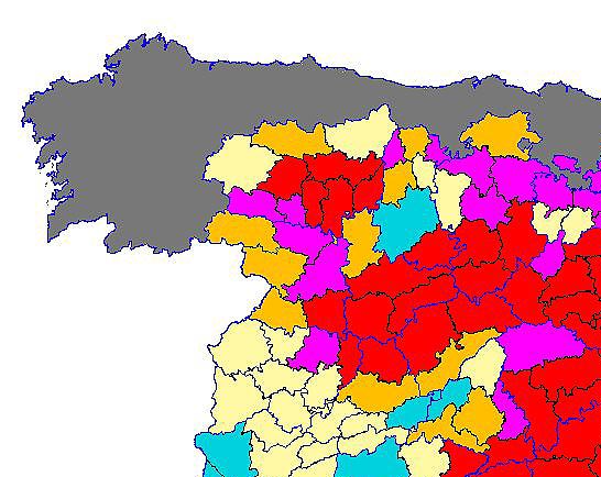 Imagen de las Diferencias comarcales: Diferencias medias relativas de los índices de vegetación acumulados del año actual y los de la media histórica, por comarca agraria