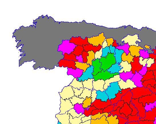 Imagen de las Diferencias comarcales: Diferencias medias relativas de los índices de vegetación acumulados del año actual y los de la media histórica, por comarca agraria