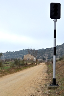 Semáforo, vestigio del antiguo uso ferroviario del Camino