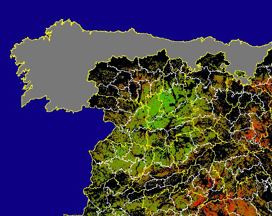 Imagen de Diferencias acumuladas NDVI: Comparativa entre los índices de vegetación acumulados de enero a junio del año actual y los de la media histórica