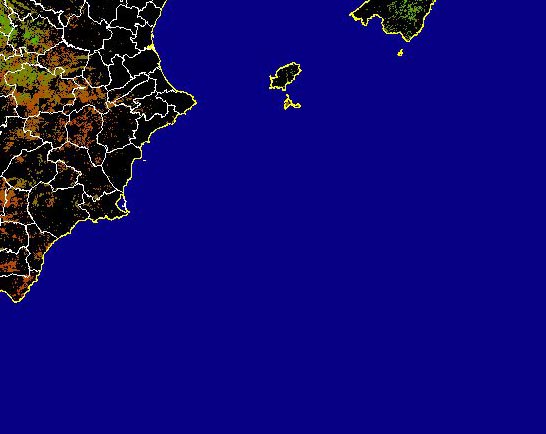 Imagen de NDVI medio secano: Índices de vegetación medios del mes para las zonas de cultivos de secano y pastizales - Sureste