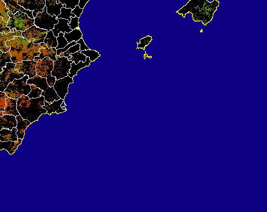 Imagen de NDVI medio secano: Índices de vegetación medios del mes para las zonas de cultivos de secano y pastizales - Sureste