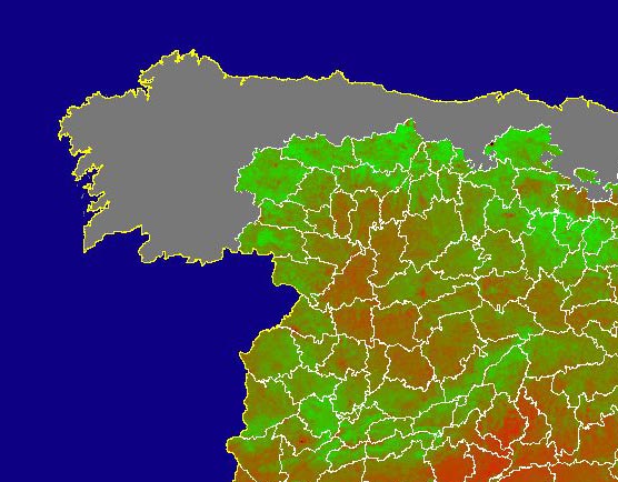 Imagen de NDVI medio mensual: Índices de vegetación medios del mes