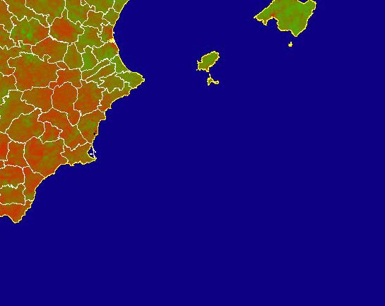 Imagen de NDVI medio mensual: Índices de vegetación medios del mes - Sureste