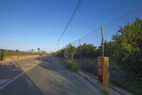 Hacia el final de la ruta, se utiliza un carril bici