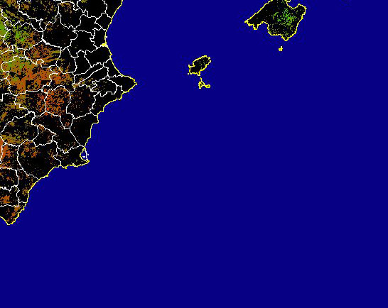 Imagen de NDVI medio secano: Índices de vegetación medios del mes para las zonas de cultivos de secano y pastizales - Sureste