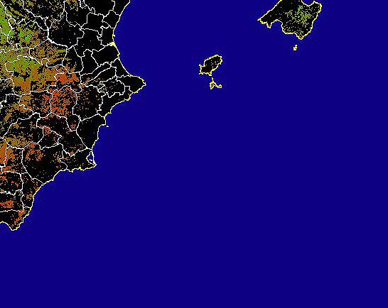 Imagen de NDVI medio secano: Índices de vegetación medios del mes para las zonas de cultivos de secano y pastizales - Sureste