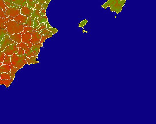 Imagen de NDVI medio mensual: Índices de vegetación medios del mes - Sureste